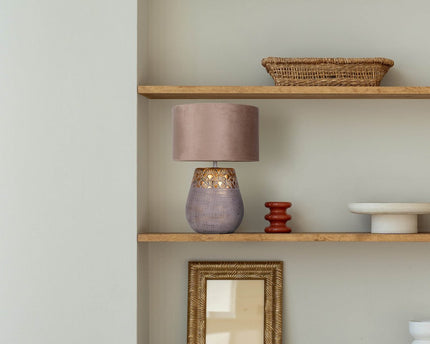 Keramische tafellamp "Bronco", tafellamp, keramiek, beige/grijs/goud, met E14 -aansluiting, voor eetkamer, woonkamer, gang of kantoor, 39 cm hoog