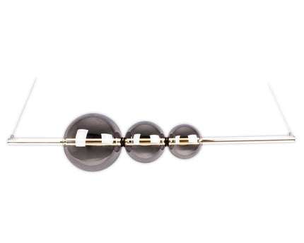 LED hanglamp Chrome "NOVA" gemaakt van chroom -gekleurd metaal, plastic en rookglas, met stevig ingebouwde LED's, ca.