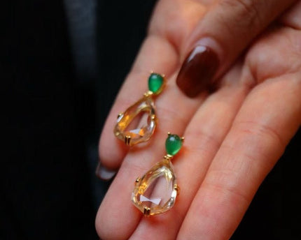 Fancy Clear Quartz Crystal Waterdrop oorbellen