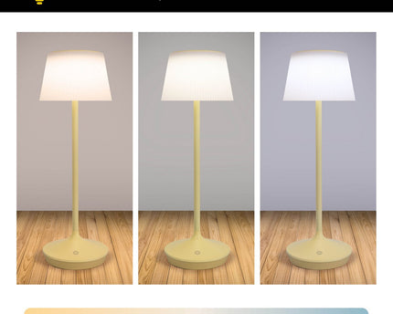 Zonne -batterijlamp "EMMI" 38 cm hoog, paraplu Ø 13 cm, metaal in geel en wit plastic, voor de buitenruimte, dimable CCT.