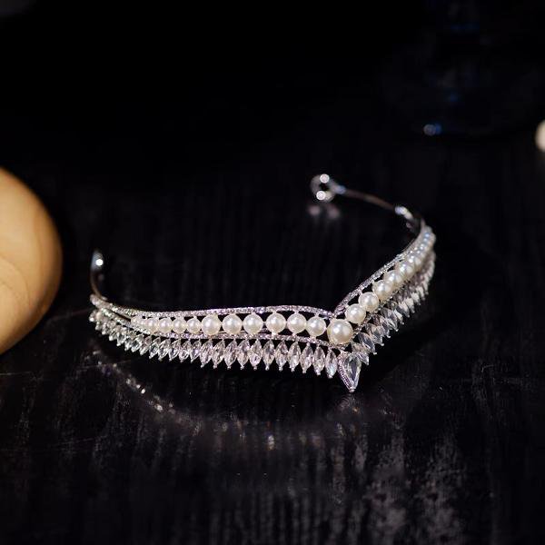 Prinseslook kristallen bruidstiara's met parels