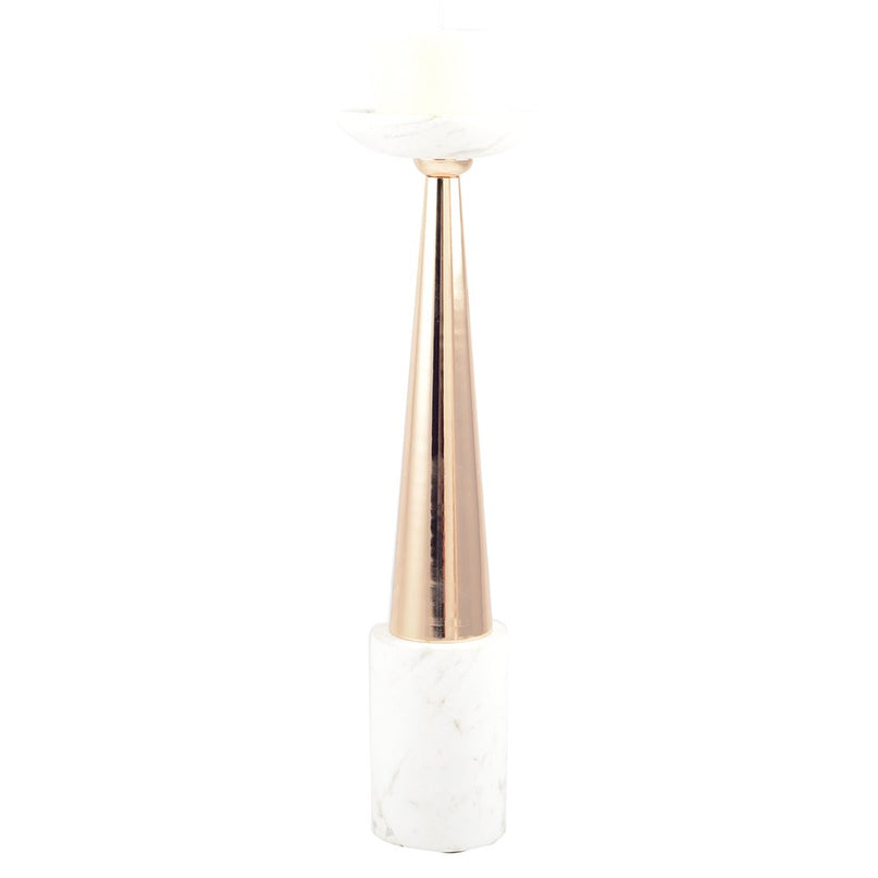 Witte en vergulde roze marmeren knop 12x12x26cm