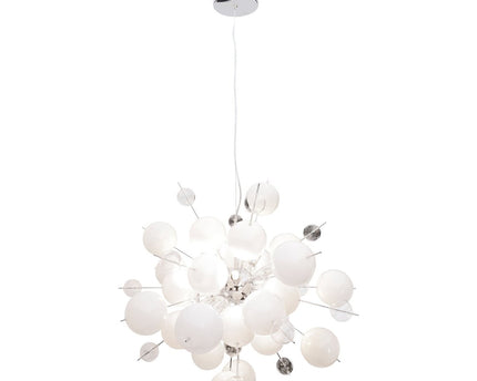 Hanger lamp "explosie" wit gemaakt van metaal en glas, G9 -versies, voor eetkamer, woonkamer, gang of kantoor, hangende lamp ØCA 65 cm