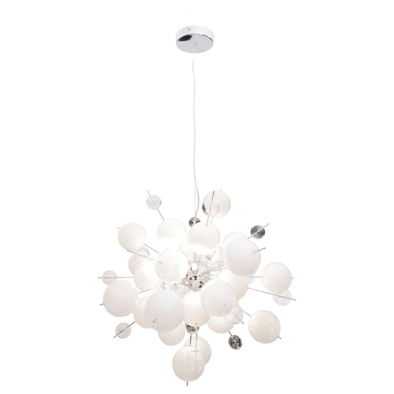 Hanger lamp "explosie" wit gemaakt van metaal en glas, G9 -versies, voor eetkamer, woonkamer, gang of kantoor, hangende lamp ØCA 65 cm