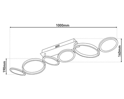 LED-plafondlamp "Stelari" lengte 100 cm gemaakt van metaal in stalen blank en wit plastic, met stevig ingebouwde LED's, plafondlamp voor woonkamers of kantoor