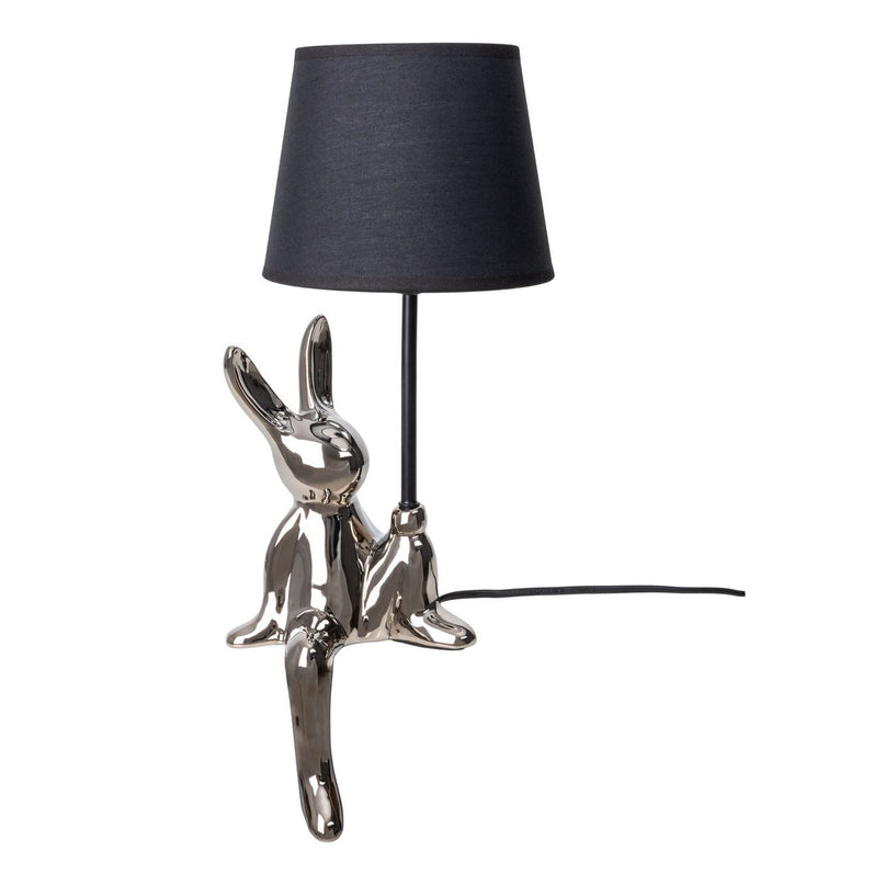 Tafellamp "helge" Ø 18 cm, hoogte ca. 45 cm, gemaakt van keramiek in zwart en zilveren, zwarte tekstbladen