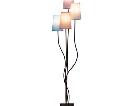 Textiel staande lamp 4-flame "boho" kleurrijke, vloerlamp met kleurrijke paraplu's, met E14-aansluiting, voor eetkamer, woonkamer, gang of kantoor, 140 cm hoog
