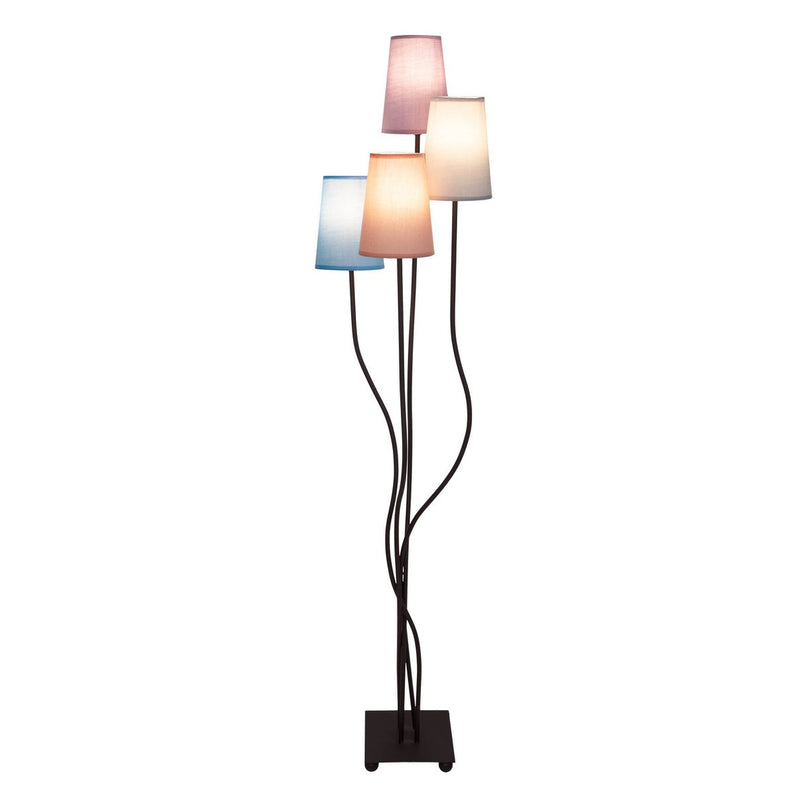 Textiel staande lamp 4-flame "boho" kleurrijke, vloerlamp met kleurrijke paraplu's, met E14-aansluiting, voor eetkamer, woonkamer, gang of kantoor, 140 cm hoog