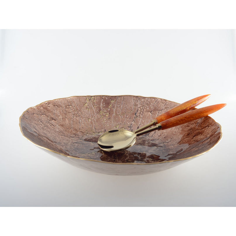 Bestek met goud en oranje salade 29 cm