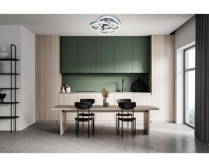Smart Home LED plafondlicht "Divora" Ø 70 cm, plafondlamp gemaakt van metaal, aluminium geborsteld en wit plastic, met veel functies, stevig gebouwd -in LED's, verlichting voor woonkamer, eetkamerkantoor of gang