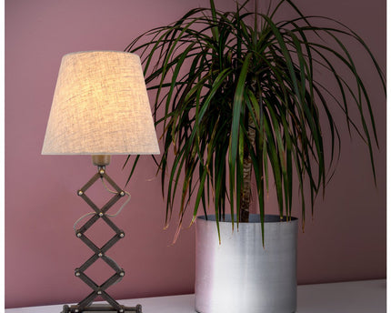 Scarfish Lamp "Adrienne", lengte van 37-71 cm, gemaakt van bruin metaal met natuurlijk gekleurde textielparaplu's, E27-aansluiting, verlichting voor woonkamer, eetkamer of kantoor