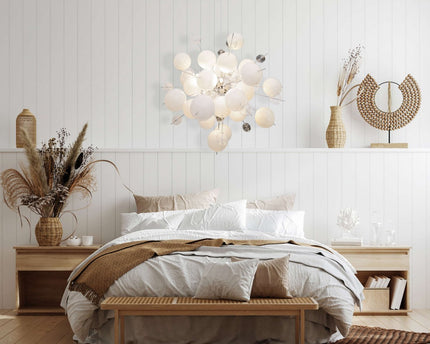 Hanger lamp "explosie" wit gemaakt van metaal en glas, G9 -versies, voor eetkamer, woonkamer, gang of kantoor, hangende lamp ØCA 65 cm