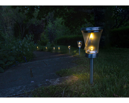 8 Set LED-decoratie Solar Light, voor buiten, gemaakt van metaal en plastic in stalen blanke, geïntegreerde LED