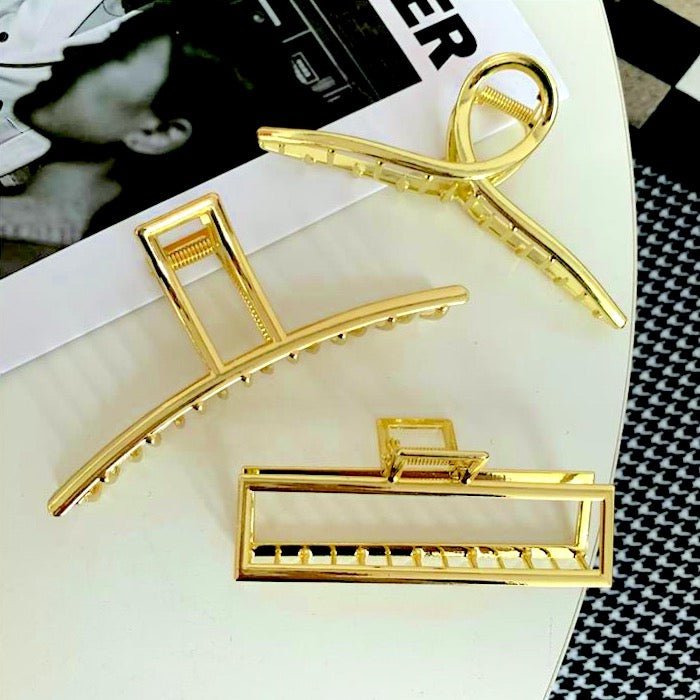 Minimalistische lijn grote klauw metalen haarclips