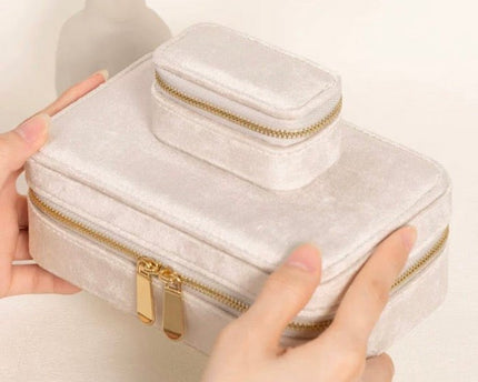 Duel Velvet sieradendoosje - Melkachtig beige