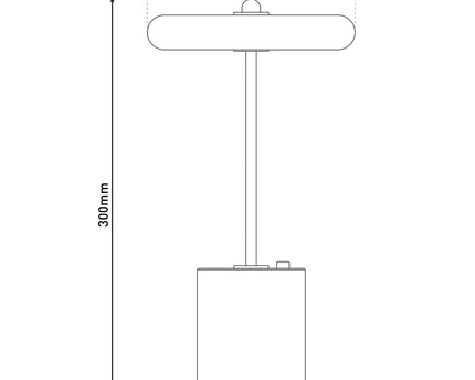Batterijlamp "seta" zwart 30 cm hoog gemaakt van metaal en beton, met een stevig gebouwd -in LED