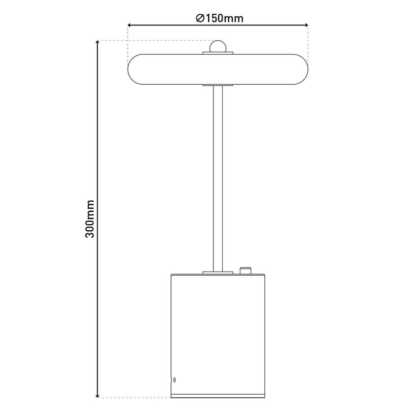 Batterijlamp "seta" zwart 30 cm hoog gemaakt van metaal en beton, met een stevig gebouwd -in LED