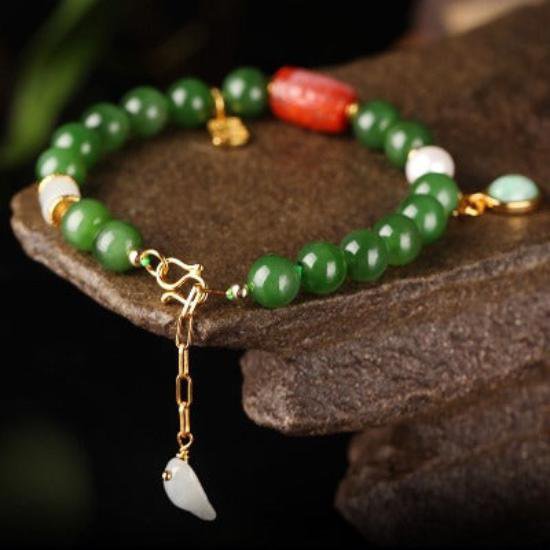 Hetian jade kralen Tibetaanse totemarmband