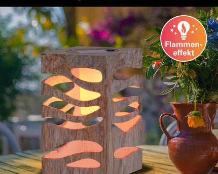 LED Decoratief-Solar Light "Hilda", 12,3 x 12,3 cm, 20 cm hoog, gemaakt van hoogwaardige plastic, bruin-beige marmeren afwerking, geïntegreerde LED, warm wit