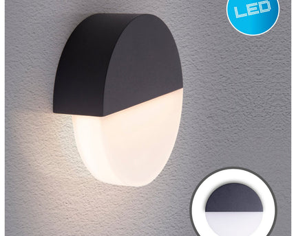 LED -wandlamp "Sobrio", gemaakt van metaal en plastic in antraciet, met geïntegreerde LED