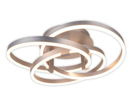 Smart Home LED plafondlicht "Divora" Ø 58 cm, plafondlamp gemaakt van metaal, aluminium geborsteld en wit plastic, met veel functies, stevig gebouwd -in LED's, verlichting voor woonkamer, eetkamerkantoor of gang