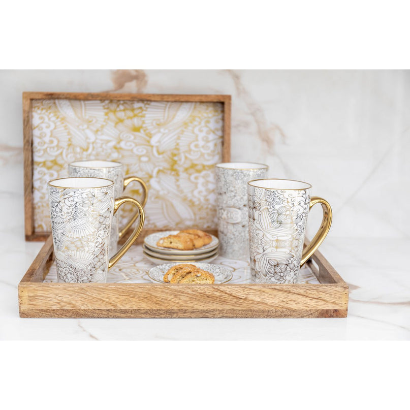 Rechthoekige abstracte trays - set van 2