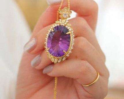 Koninklijke stijl amethist grote hangketting