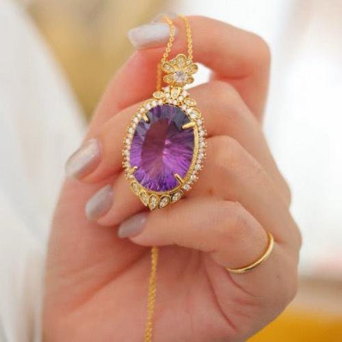 Koninklijke stijl amethist grote hangketting