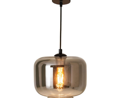 Hanger lamp "vaso", retro, hanglamp, metaal en rookglas in antraciet, E27 -aansluiting, voor eetkamer, woonkamer, gang of kantoor, met een Øvon 25 cm