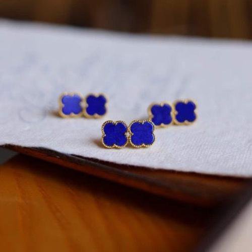 Minimalistische Lapis Lazuli Lucky Clover Ear Studs
