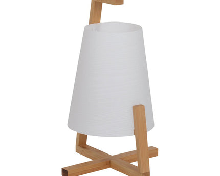 Bamboo -tafellamp met plastic scherm "Shoji", met bamboe frame, natuur en wit, ongeveer 32 cm hoog, E14, voor woonkamer, eetkamer en kantoor
