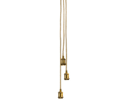 3 Metal Baldachin "Ontario" decoratieve hanglamp gemaakt van metaal in alt-messing en jute, E27-versies, verlichting voor woonkamers of kantoor.