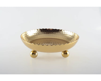 Gouden lade gehamerd op ronde voeten 23 cm