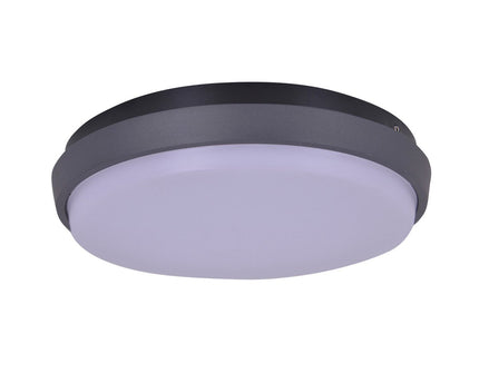 LED Outer Wall Lamp "Mio" Ø 27 cm gemaakt van antraciet -gekleurd metaal en plastic, IP54 voor ingang, balkon, terras