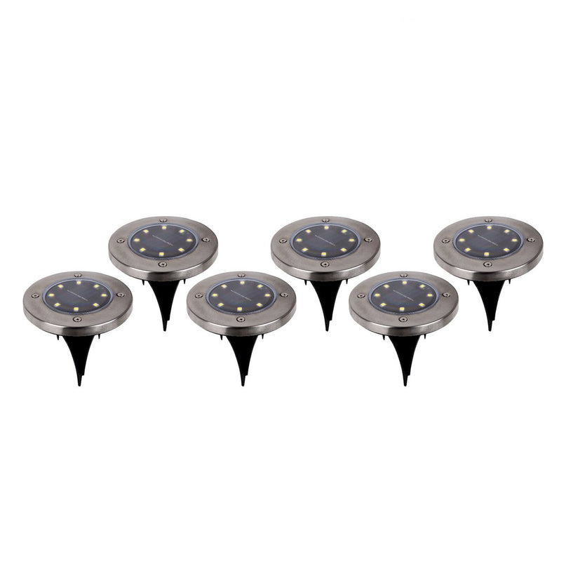 6-set LED LED-zonnebodem-zo-spit "Kian", voor buiten, spiesjes gemaakt van metaal en plastic in staal blanco, met geïntegreerde LED