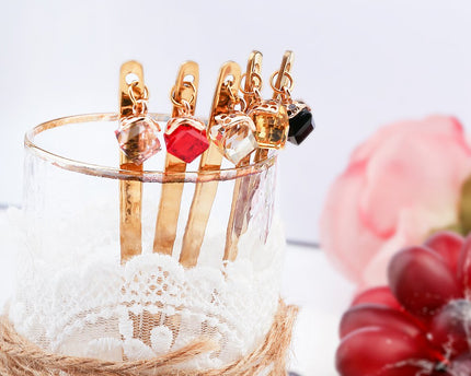 Gouden lepels met multi -gecolarde diamanten - set van 6
