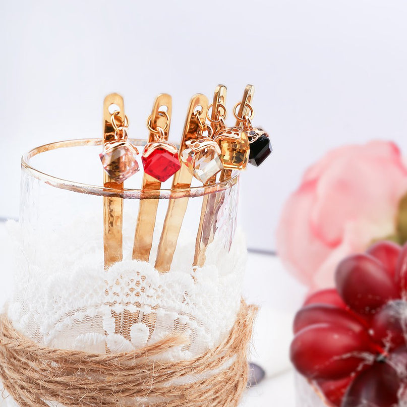 Gouden lepels met multi -gecolarde diamanten - set van 6