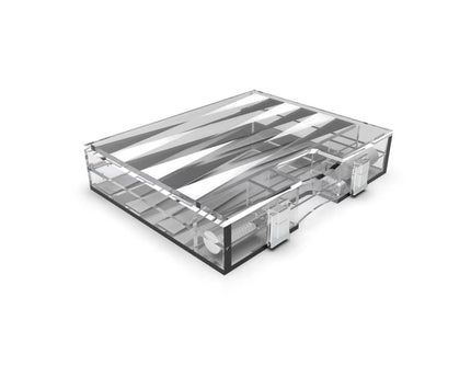 Backgammon Game Mini Case in White and Silver Acryl 25x20X5C