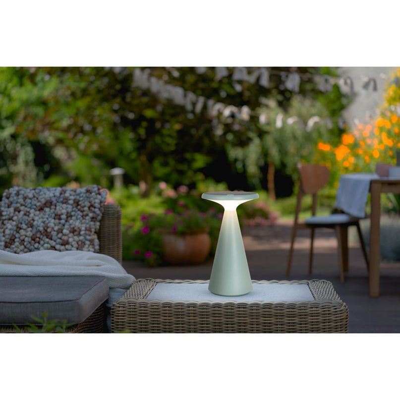 Zonne -batterijtafellamp "Palu" voor buiten en binnen, gemaakt van plastic in groen, 20 cm hoog