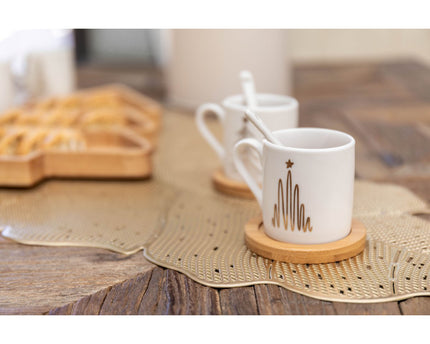 FIR -bekers met houten lepels en schotels - veel 2