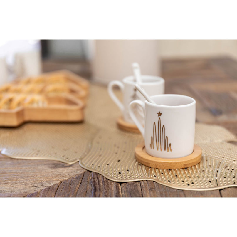 FIR -bekers met houten lepels en schotels - veel 2