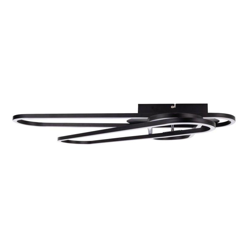 LED CCT -plafondlicht "Carlon" gemaakt van Matt Black Aluminium en Plastic, met geïntegreerde LED, 120 cm lang