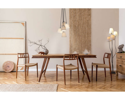 Textiel hanger lamp "boho", jong wonen, hangende lamp met 5 textiel parasols in beige en bruin, met E14 -aansluiting, voor eetkamer, woonkamer, gang of kantoor, 95 cm hoog
