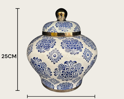 Blauw en wit porseleinen bloempot (voor keuken thuis)