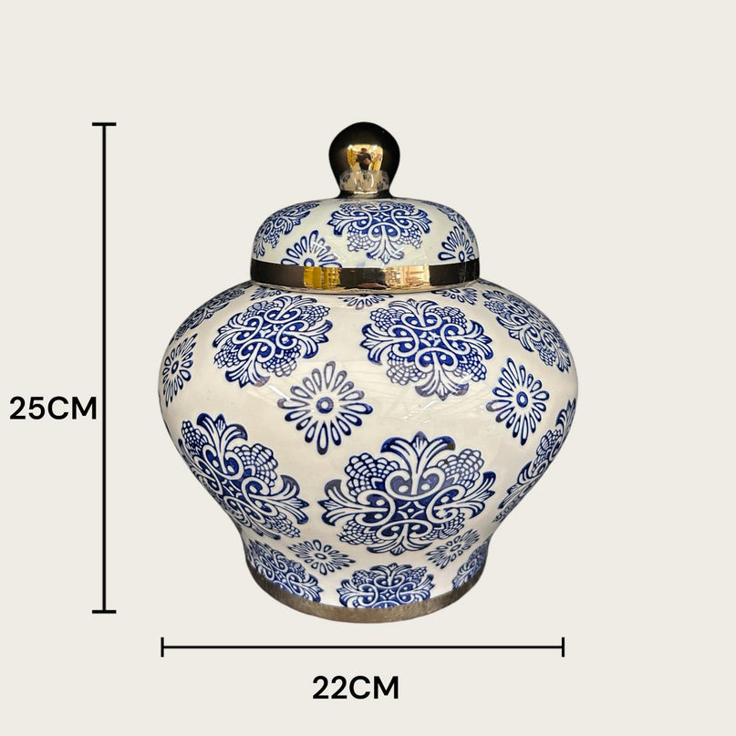 Blauw en wit porseleinen bloempot (voor keuken thuis)