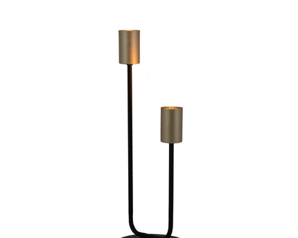 Tabellamp 2-flame. "Modo" gemaakt van metaal in zwart, versies in goud, E27 -aansluiting, tafellamp voor woonkamer, eetkamer, keuken, gang, gang of kantoor, 45 x 14 cm