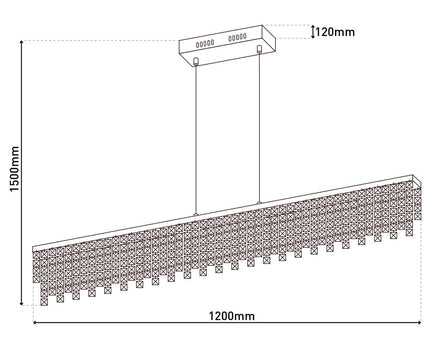LED hanglamp "diamanten", hanglamp, metaal en kristalglas, chroom, met stevig gebouwd -in LED's, voor eetkamer, woonkamer, gang of kantoor, 120 cm lang