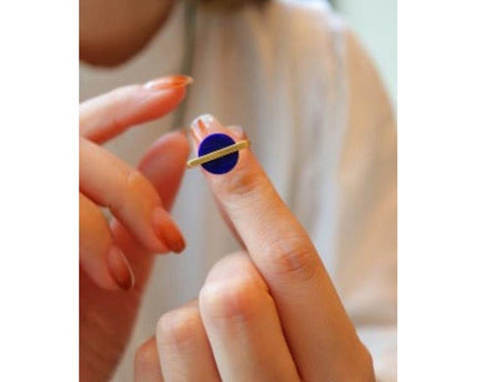 Minimalistische lapis lazuli ronde edelsteenring - verstelbaar