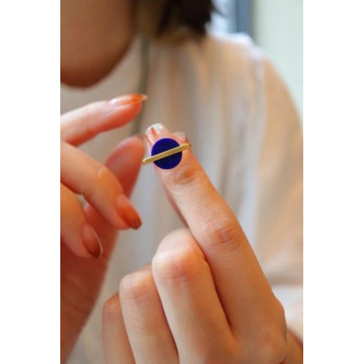 Minimalistische lapis lazuli ronde edelsteenring - verstelbaar