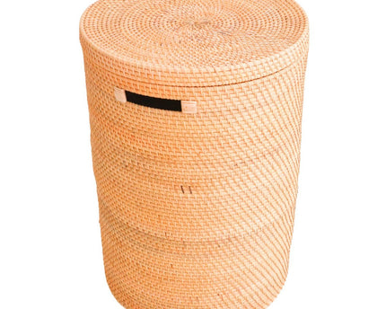 Wasmand met deksel Opbergmand van rotan SARI (2 maten)
